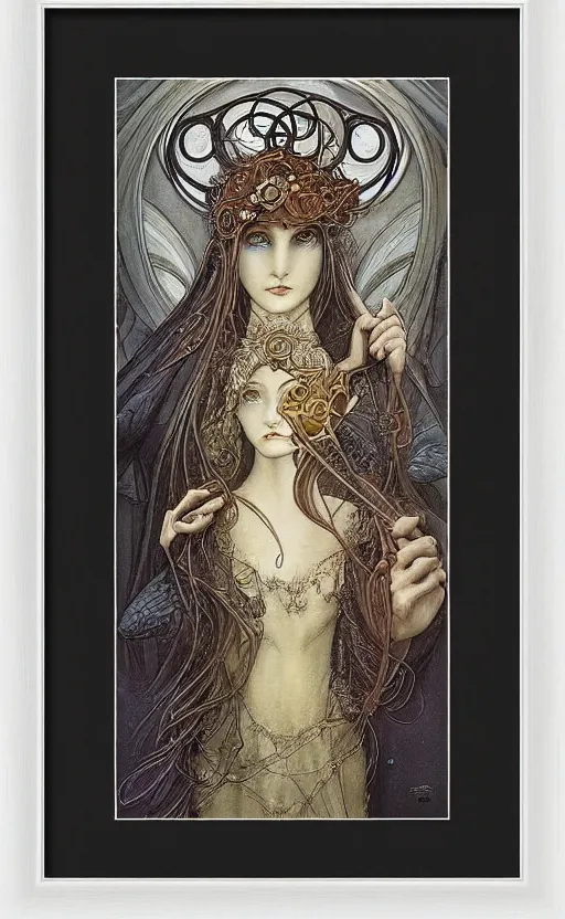 Image similar to art nouveau framed print by brian froud, goddess of winter