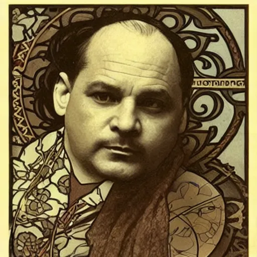 Image similar to “ george costanza, by alphonse mucha ”