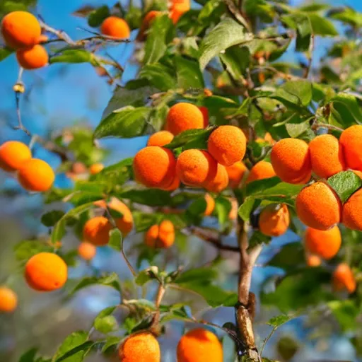 Prompt: orange growing on a tree