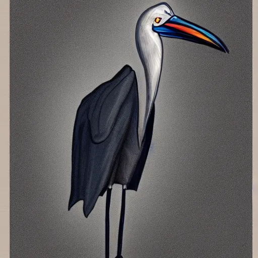 Image similar to sketch of a shoebill stork in suit