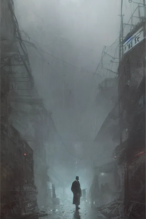 Image similar to , h p lovecraft at the trenches of somme hyperrealistic portrait, rainy weather, bladerunner street, art of elysium by jeremy mann and alphonse mucha and greg rutkowski, fantasy art, photo realistic, dynamic lighting, artstation, poster, volumetric lighting, very detailed face, 4 k, award winning