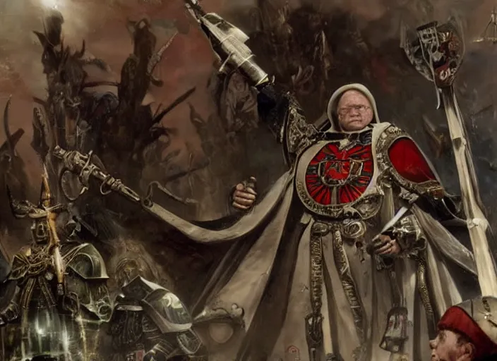 Image similar to john paul ii in warhammer 4 0, 0 0 0, cinematic scene