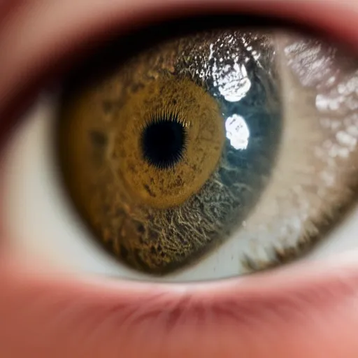 Prompt: closeup detailed photo of a human eye, f/22