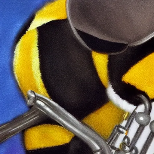 Image similar to a bumblebee playing the saxophone