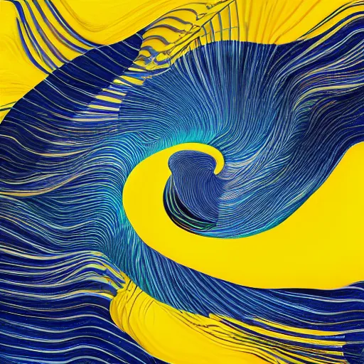 Prompt: bright yellow and slate blue swirling together