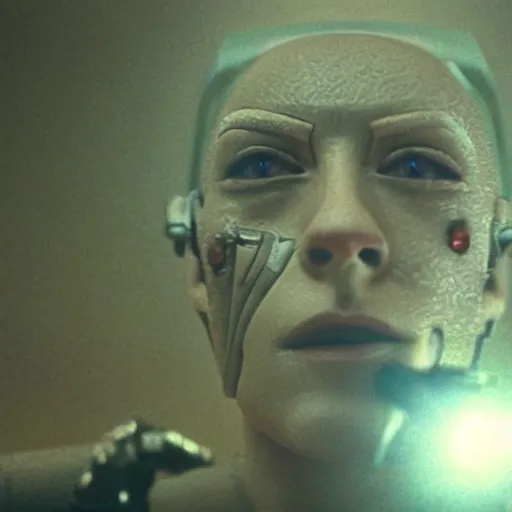 Prompt: movie still of a cyborg, cinematic composition, cinematic light, by alejandro jodorowsky and ridley scott,