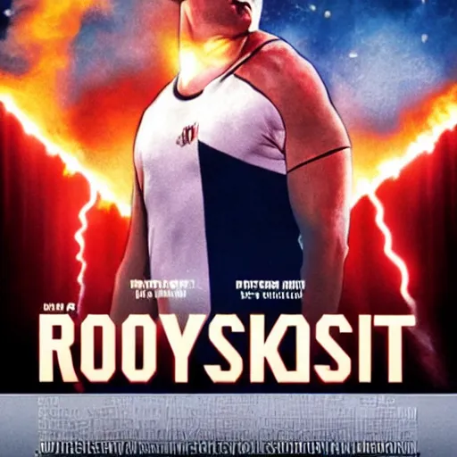 Image similar to movie poster of elon musk in rocky 4,