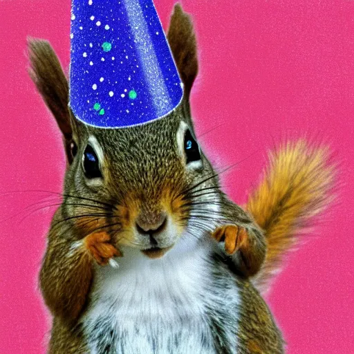 Image similar to a squirrel with a party hat on its head, a pastel by john nicolson, shutterstock contest winner, furry art, creative commons attribution, stockphoto, iso 2 0 0