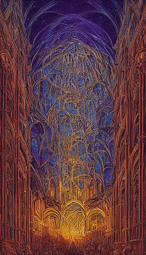 Image similar to The cathedral of endless dreams, Dan Mumford, da vinci