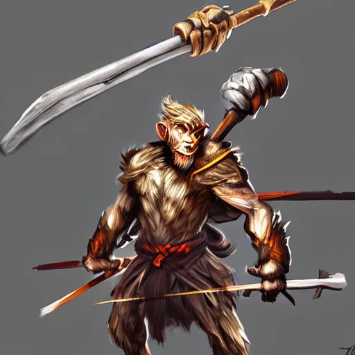 Prompt: wukong concept art by tooth wu