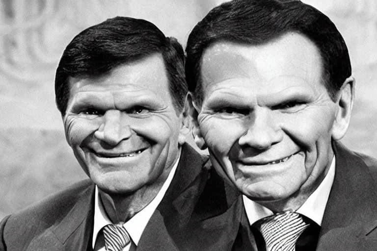Image similar to kenneth copeland depicted as devil with tentacles instead of arms