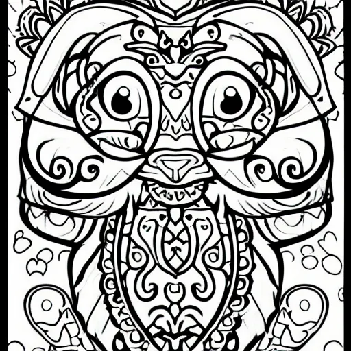 Image similar to cute animals, coloring book, outline art, digital art, drawing, simplistic