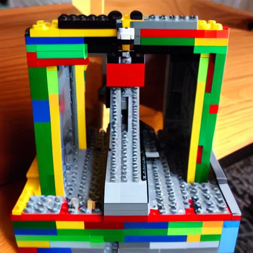 Image similar to a guillotine made out of legos