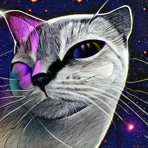 Image similar to space cat cartoon highly detailed, smooth, sharp focus