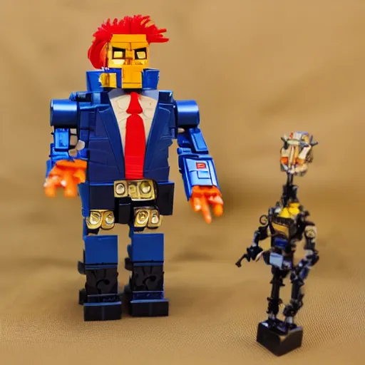 Prompt: Donald Trump bionicle package