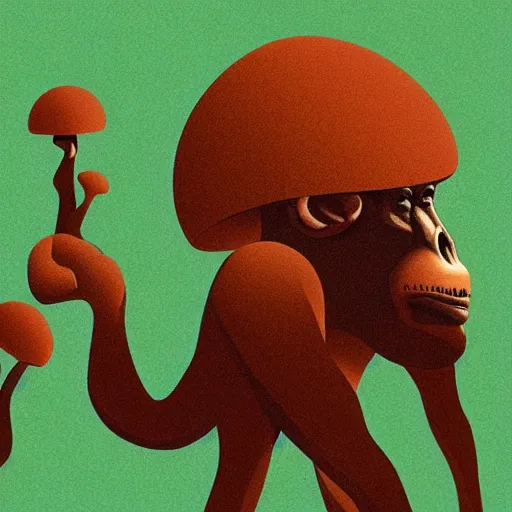 Image similar to stoned ape theory, psilocybin mushrooms, abstract, evolution