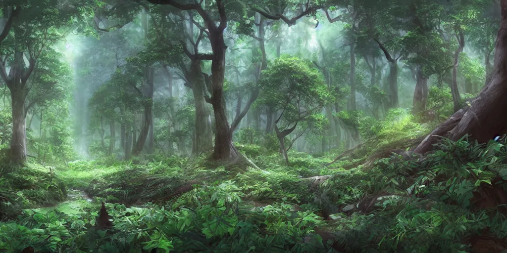 Image similar to beautiful and hyperrealistic lush spiraling forest with every tree species and every flower species, ominous atmosphere, Visual Novel key visual, award-winning digital art on Pixiv, trending on Artstation
