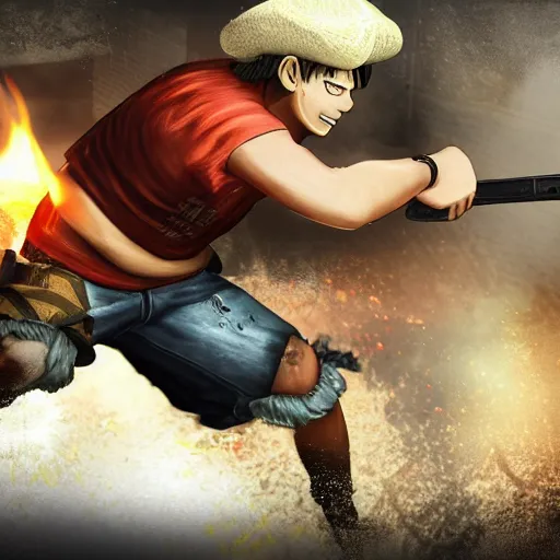 Prompt: Screenshot of Luffy in CS:GO