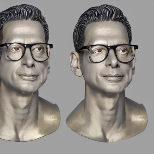 Image similar to gold statue of jeff goldblum, 3 d render, 8 k, octane render, cycles render, unreal engine