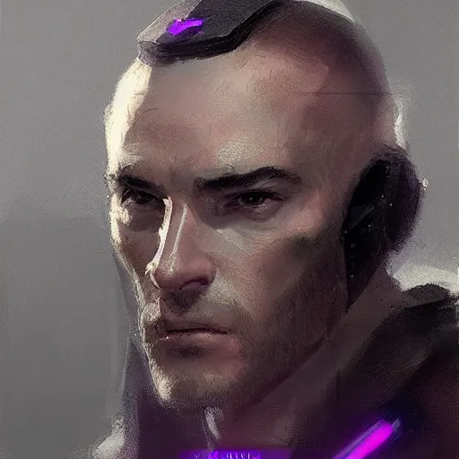 Image similar to concept art of a portrait by greg rutkowski, a soldier of the eternal empire wearing purple and black tactical gear, star wars expanded universe, smooth, sharp focus, artstation hq.