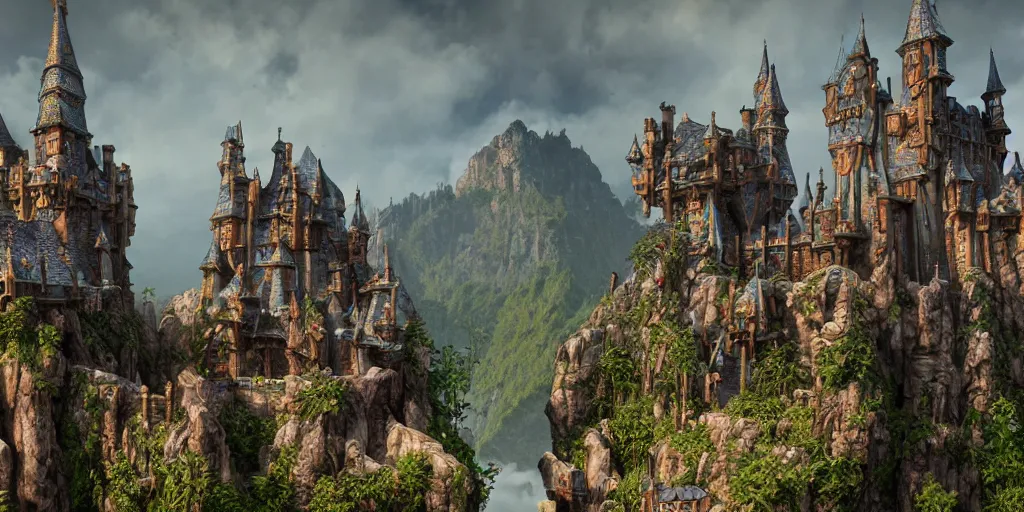 Image similar to a fantasy castle, extremely detailed, Behrens style, unreal 5 render, fantasy digital art, octane render, beautiful composition, trending on artstation, award-winning photograph, masterpiece