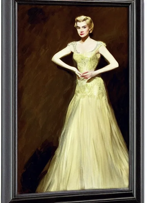 Image similar to portrait of grace kelly, by john singer sargent