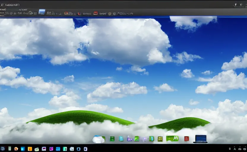 Image similar to a screenshot of a futuristic desktop of windows xp, in the year 2 0 5 0