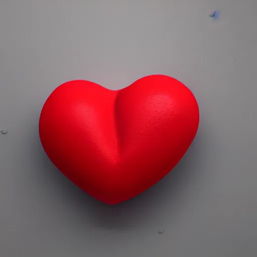 Image similar to 3d render of a badly formed red putty heart shape in the middle of a gray sheet of paper