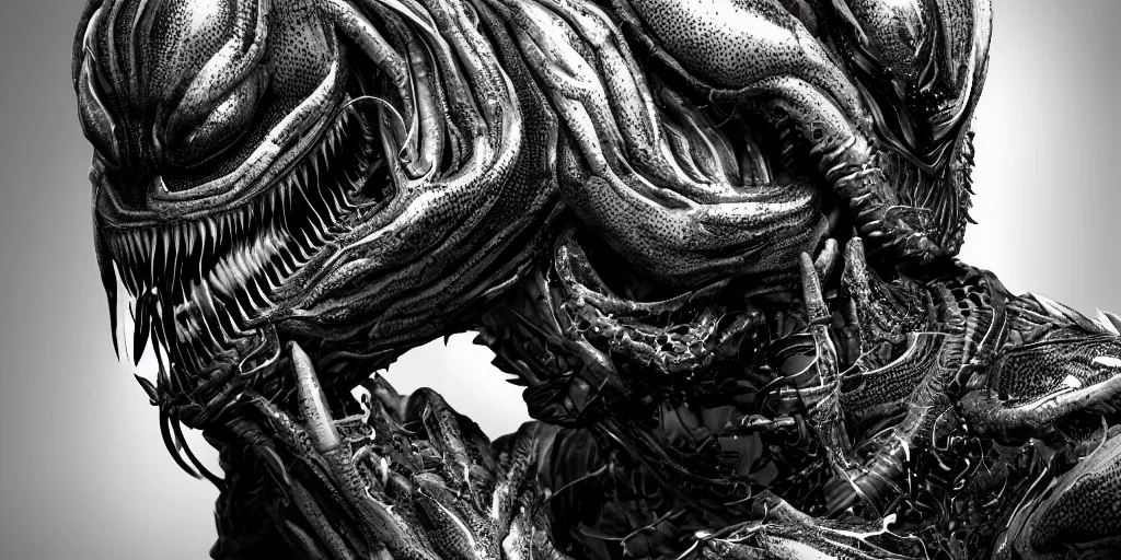 Image similar to hyper realistic photography of a stunningly beautiful cyborg male, intimately holding close, venom, in the style of beth cavener, jin kagetsu, and wlop, highly detailed, intricate filigree, symmetry, masterpiece, award winning, sharp focus, concept art, highkey lighting, ambient lighting, octane render, 8 k, artstation