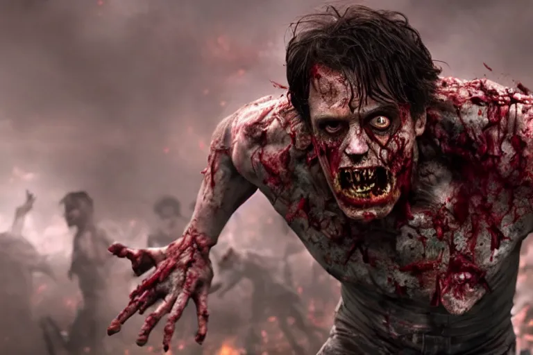 Image similar to film still of zombie zombie Bruce Banner as a zombie in new avengers movie, 4k