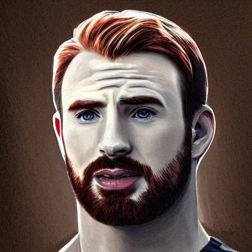 Image similar to portrait of chris evans, highly detailed, centered, solid color background, digital painting