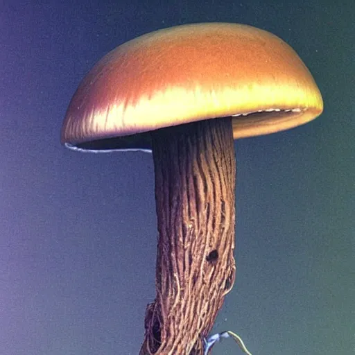 Prompt: photo of a cybernetic mushroom