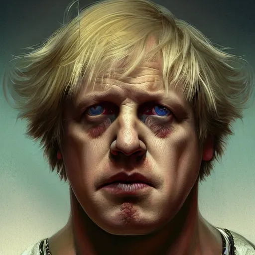 Prompt: Boris Johnson as the persona of the game DOOM highly detailed character in digital fantasy, painted portrait, artstation, concept art, hard focus, illustrations, works by Artgerm and Greg Rutkowski, Alphonse Mucha and Craig Mullins, James Gene, Andrey Ryabovichev, Mark Simonetti and Peter Morbacher, 16 thousand