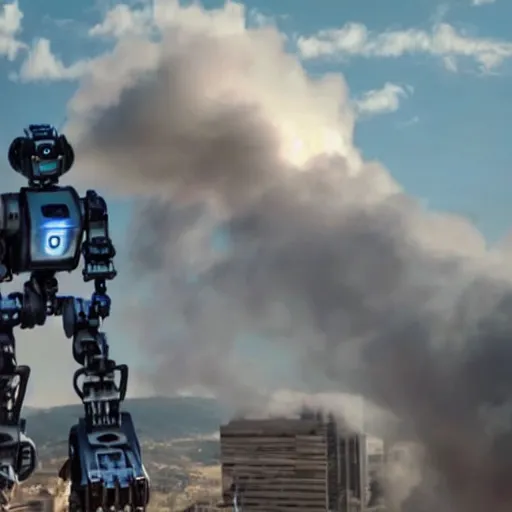 Image similar to chappie the robot making a vape smoke cloud, huge amount of vape, we get it you vape