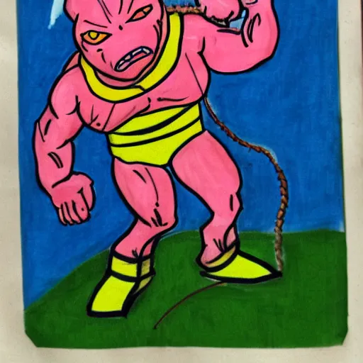 Image similar to majinn buu, sketch by glene means