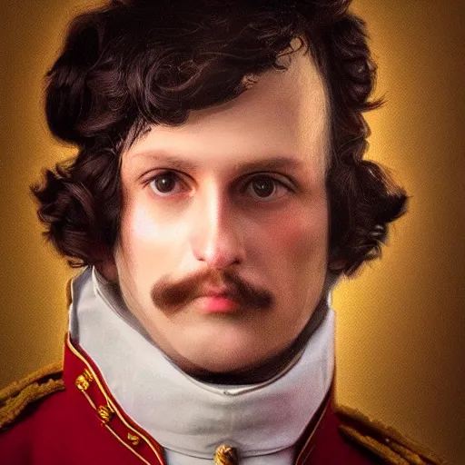 Image similar to realistic photo portrait of a man using an iphone, looking like napoleon, volumetric lights, trending on artstation, studio photo, intricate details, highly detailed