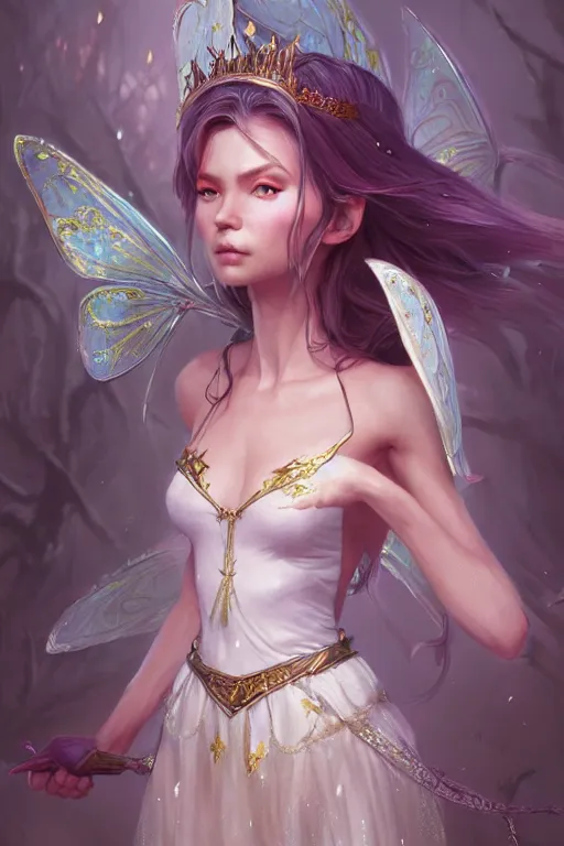 Image similar to fairy princess, highly detailed, d & d, fantasy, highly detailed, digital painting, trending on artstation, concept art, sharp focus, illustration, art by artgerm and greg rutkowski and fuji choko and viktoria gavrilenko and hoang lap