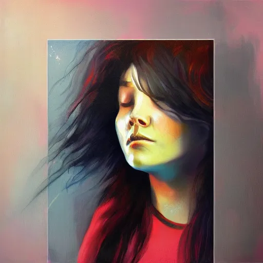 Image similar to let her sleep, artstation, album cover, digital oil on canvas