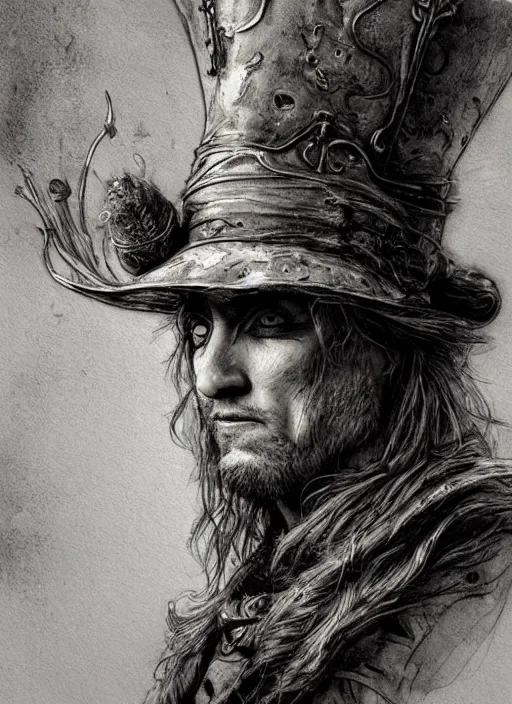 Image similar to portrait, viking mad hatter, watercolor, dramatic lighting, cinematic, establishing shot, extremely high detail, foto realistic, cinematic lighting, pen and ink, intricate line drawings, by Yoshitaka Amano, Ruan Jia, Kentaro Miura, Artgerm, post processed, concept art, artstation, matte painting, style by eddie mendoza, raphael lacoste, alex ross