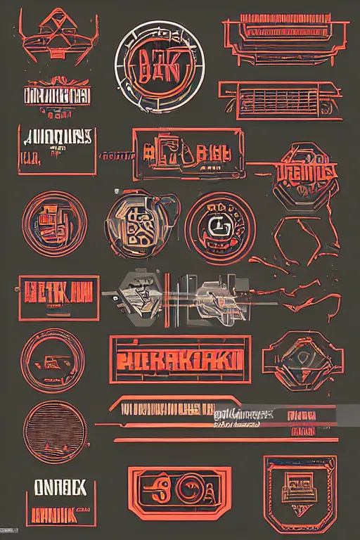 Image similar to cyberpunk bar labels, clean, vector art, texture