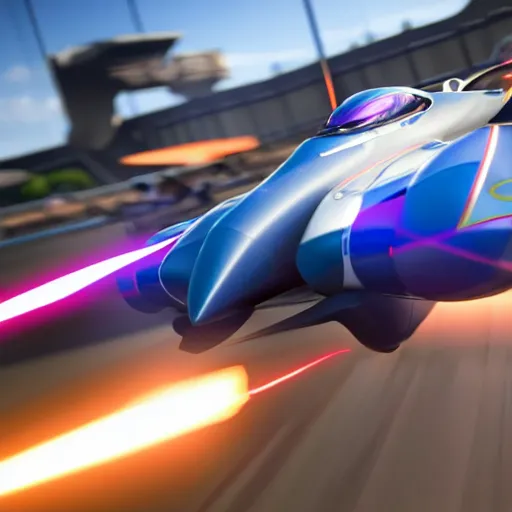 Image similar to new f - zero game 2 0 2 5, ps 5, rtx graphics, ultra reflections, unreal engine 5, f - zero rtx remaster, high - speed, blue tint, sci - fi flying racecars, artstation, photorealistic screenshot, bokeh, still, 5 0 mm, next - gen game
