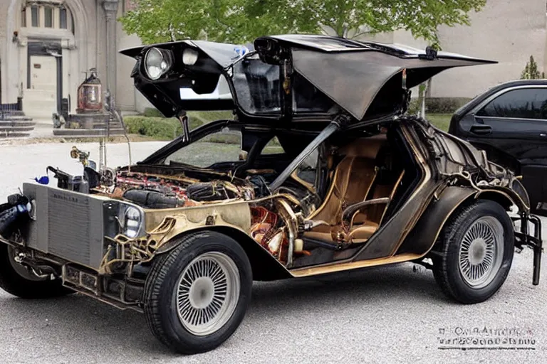 Image similar to steampunk 1 9 2 2 delorean