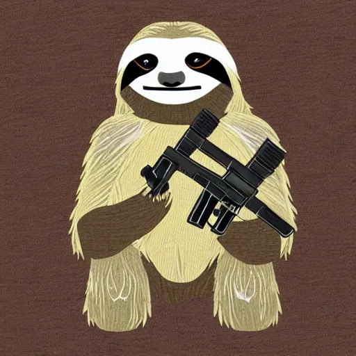 Prompt: sloth with a gun