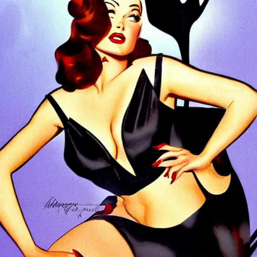 Image similar to a pinup illustration of megan fox in the style of gil elvgren and in the style of alberto vargas.