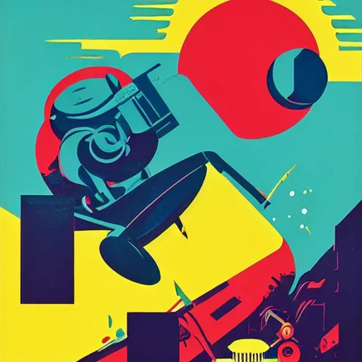 Image similar to splash of color, illustration by tom whalen and charles williams and kilian eng and james jean, 1 9 5 0 s scifi poster