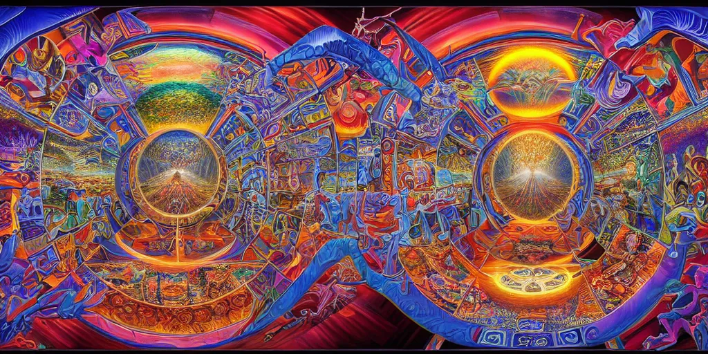 Image similar to memory palace, masterpiece composition, 8 k resolution, ultra fine illustration, art by alex grey and tokio aoyama, highly detailed,