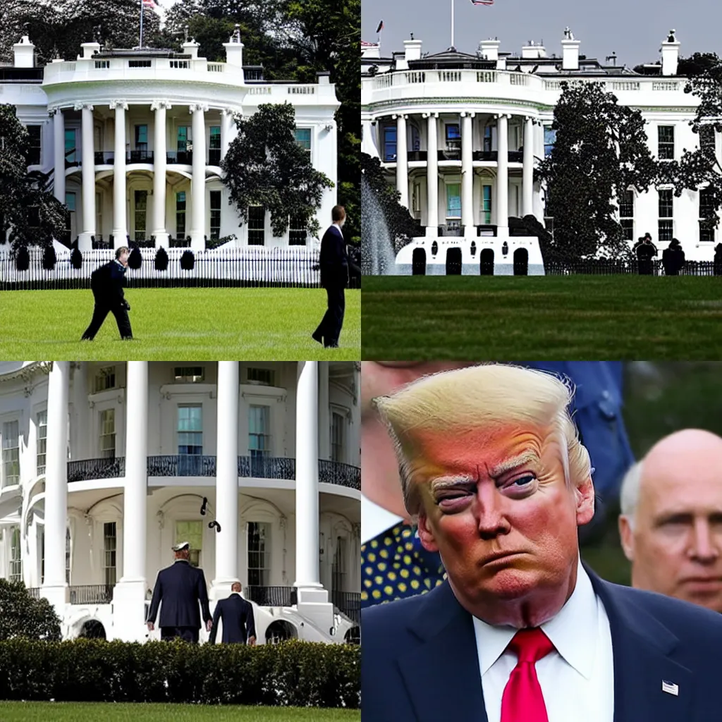 Prompt: United States President Arrested on White House Lawn