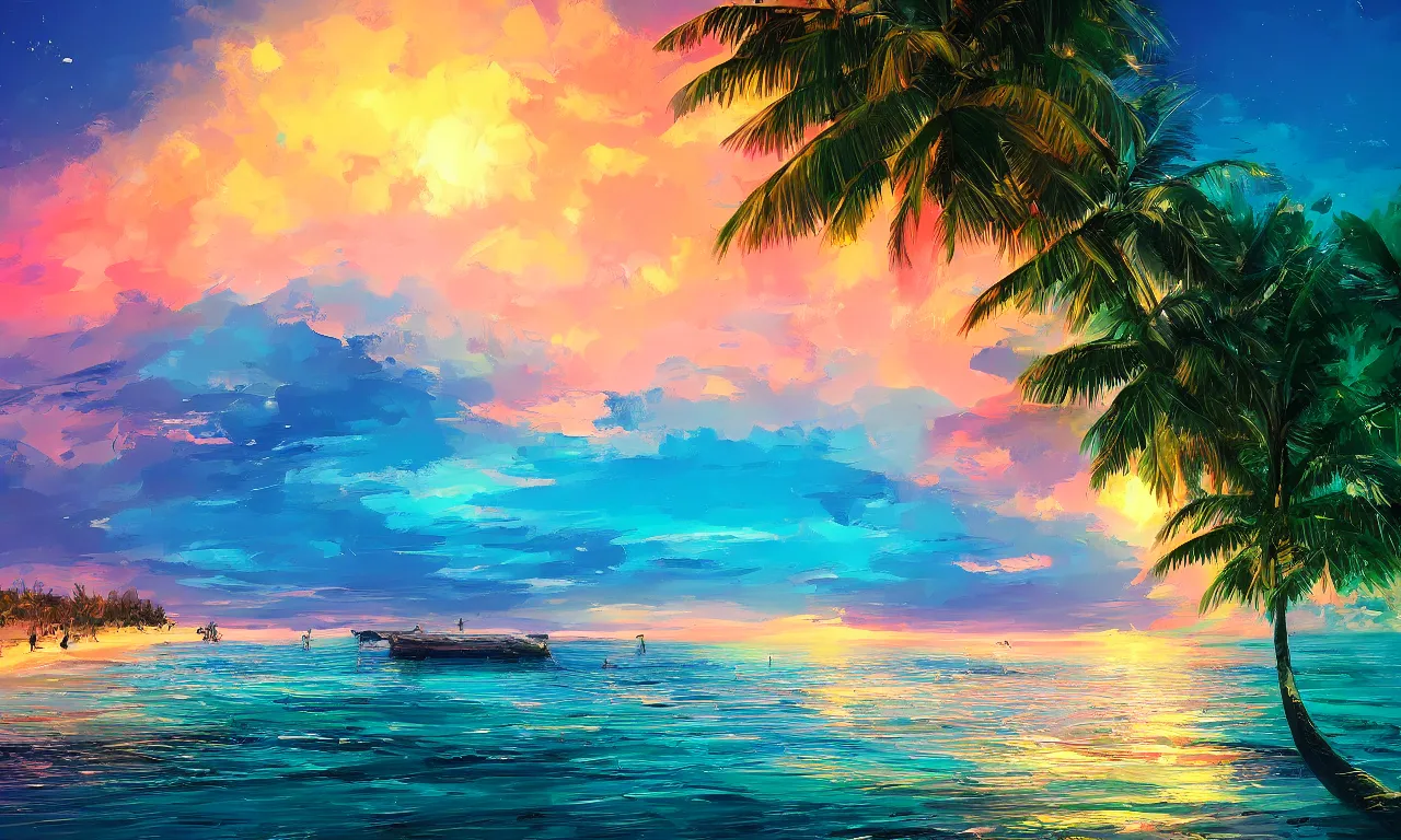 Image similar to paradise beach by alena aenami artworks in 4 k