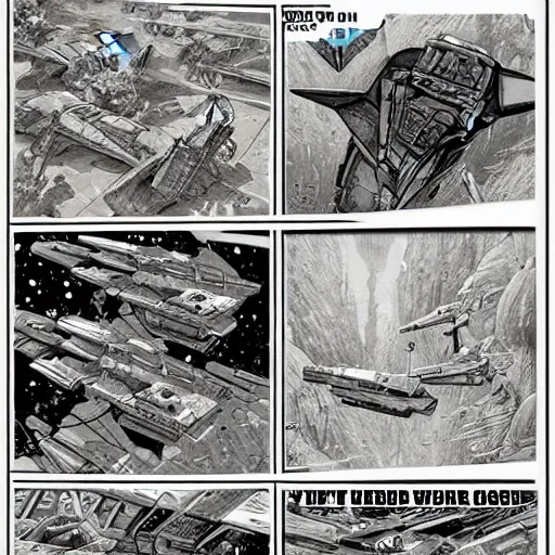 Prompt: highly detailed newspaper comics art style art of scenes from star wars fanart, detailed and intricate environment