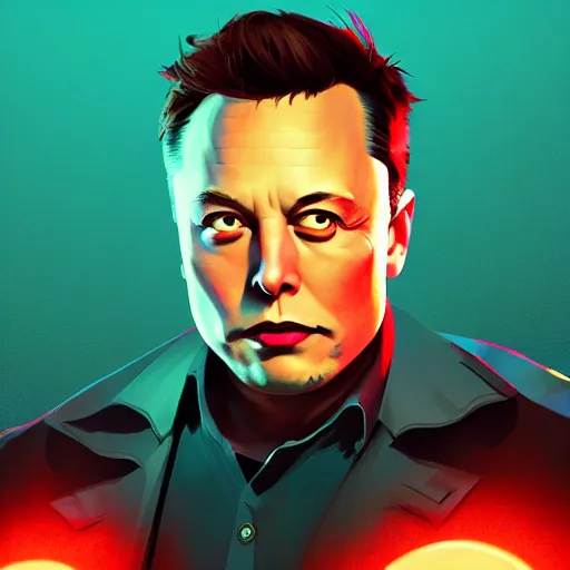 Image similar to Elon Musk as the Final Boss character, mattepainting concept Blizzard pixar maya engine on stylized background splash comics global illumination lighting artstation lois van baarle, ilya kuvshinov, rossdraws